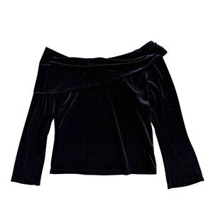 Vintage Velvet Off Shoulder Top Black Size XL Vampire Whimsygoth Witchy‎ Goth